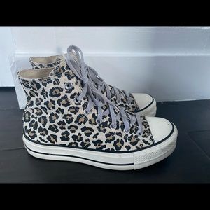 Cheetah print high top platform converse size 9